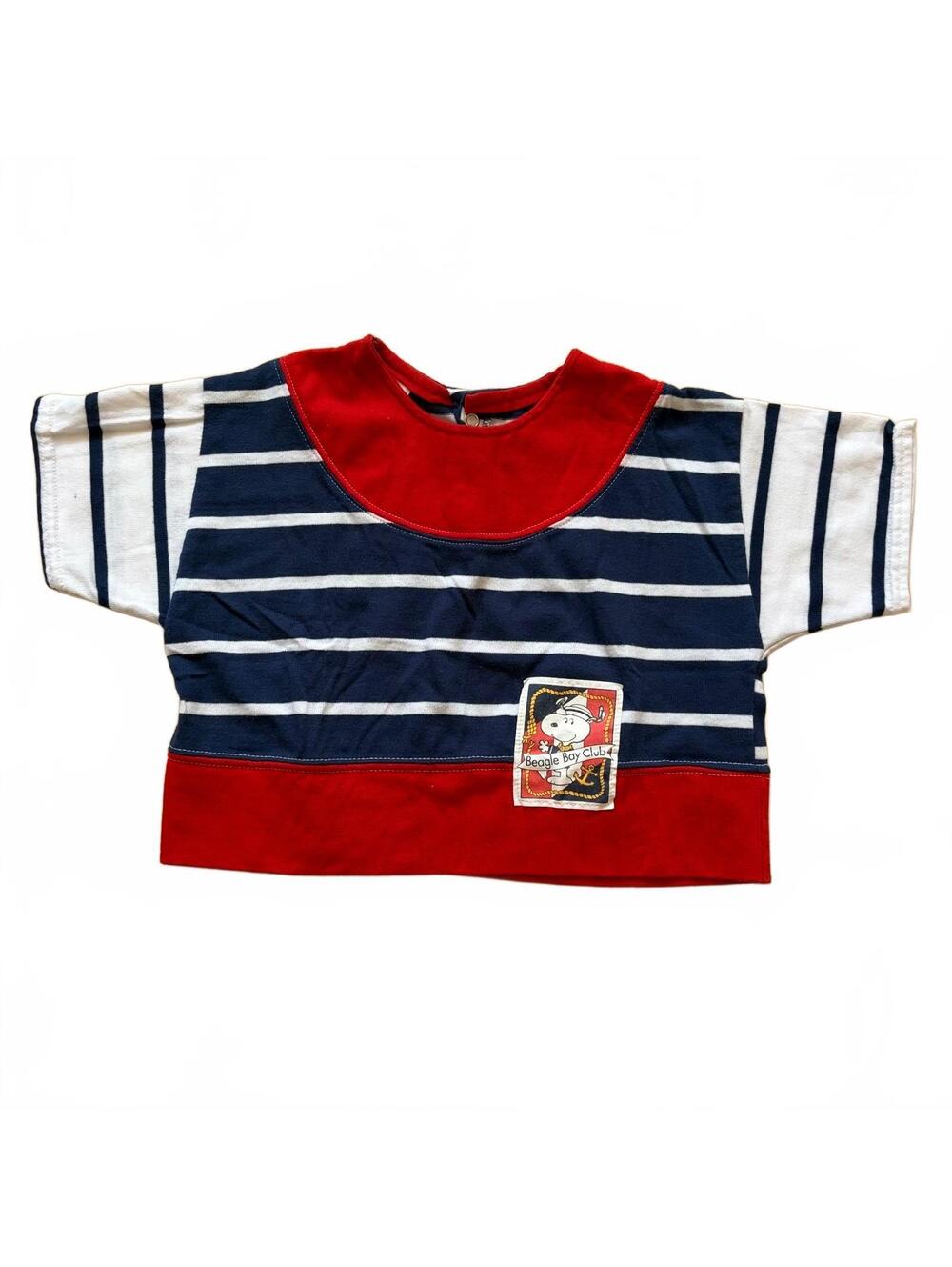 Vintage 90s Snoopy Peanuts Beagle Bay Club T-Shirt Crop Stripe USA Toddler Kid 5